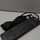 Addtam 15FT Long Power Strip, Surge Protector with 10 Outlets and 4 USB Ports, Extension Cord with Flat Plug, 2700 Joules, ETL Listed, Black