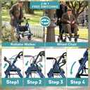 2-in-1 Rollator Walker for Seniors with Seat for All-Terrain Transport Use