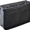 Vercord Purse Organizer Insert for Handbags Bag Organizers Inside Tote Pocketbook Women Nurse Nylon 13 Pockets Black Small