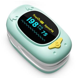Children Pulse Oximeter Fingertip Pulse Oximeter for Kids Child Blood Oxygen Monitor Portable Blood Oxygen Saturation Monitor SpO2 Finger Pulse Oximeter Included With AAA Battery (Mint)