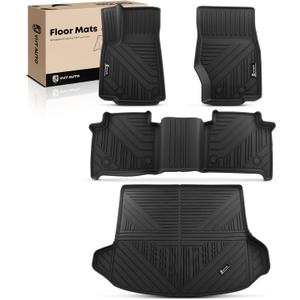 YHTAUTO Automotive Floor Mats & Cargo Mat Compatible with Jeep Grand Cherokee WL 2022-2025 (5 Seats Non L/WK), TPE Floor Liners All-Weather Protection Custom Fit, 1st & 2nd Row & Trunk Mat, Set of 4
