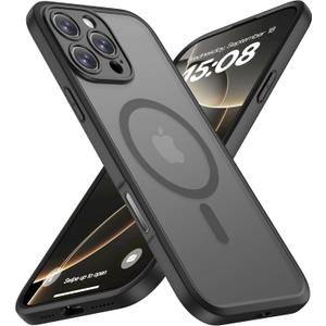 ImpactStrong Magnetic Guard for iPhone 16 Pro Case [Camera Control Button] [Camera Protection] [Military Grade Drop Tested] [Compatible with MagSafe] Slim Translucent Matte Phone Case - Black