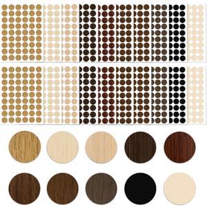 1080 Pcs Screw Hole Covers Stickers PVC Self-Adhesive Screw Covers Caps Dustproof Wood Textured Multi Color Stickers for Furniture Walls Cabinet Desk 20mm, 10 Colors