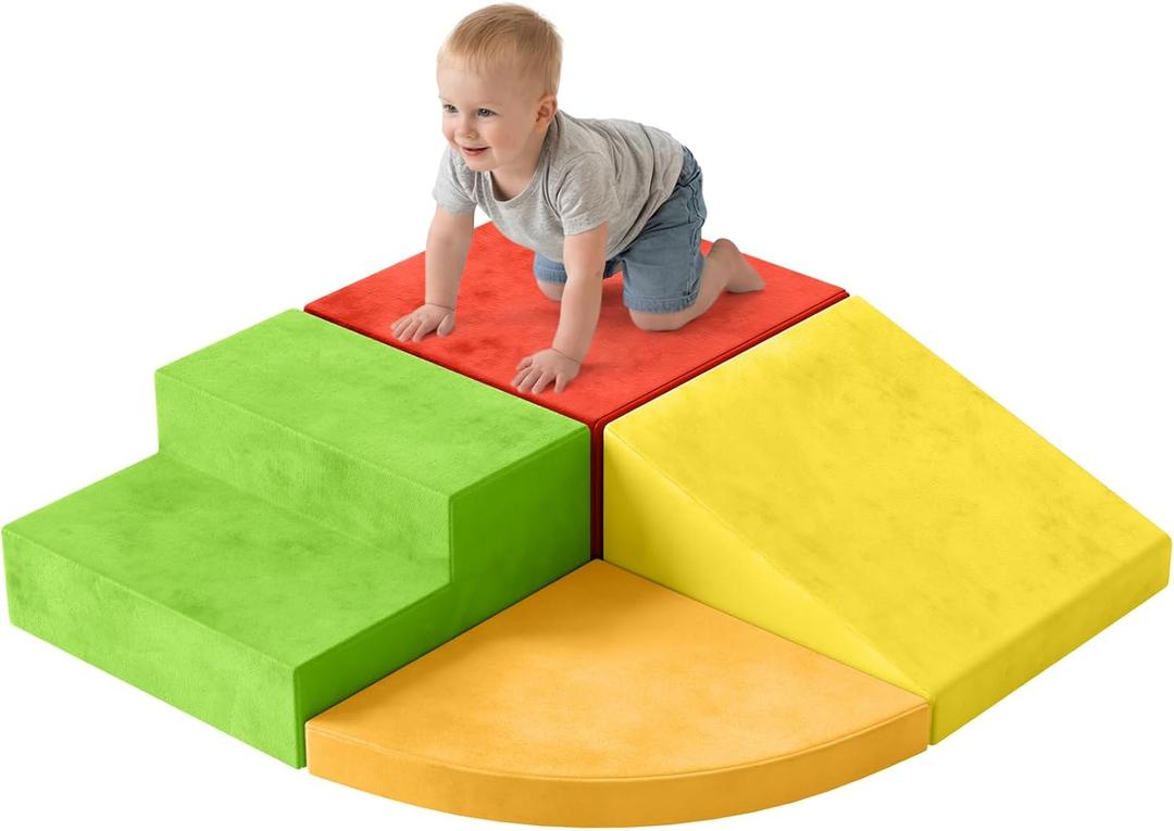 YENING Foam Climbing Blocks for Toddlers 1-3 Baby Climbing Toys for 1 Year Old Soft Play Set for Babies Indoor 4 Piece, 35.4" x 35.4" x 8"