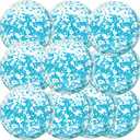 Civaner 10 Pcs Inflatable Glitter Beach Balls 16 Inch Sparkly Confetti Pool Balls for Party Decorations Blow up Balloon Toys for Outdoor Summer Wedding Beach Xmas (Teal Blue)