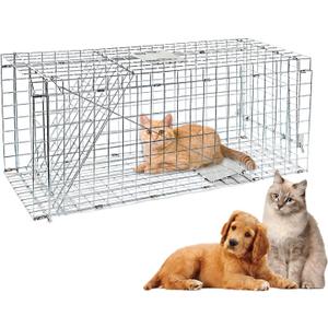 Animal Traps,Live Animal Trap for Cats,Raccoons,Rabbits,cat Trap for Stray Cats,Live Traps for Raccoons,Steel Foldable with Pedal Triggers (41.33 x 16.14 x 18.11 inches)