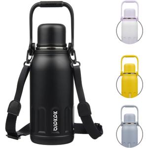 BJPKPK Insulated Water Bottle 40oz Stainless Steel Water Bottles with Handle and Cup Lid Travel Metal Thermal Flask,Black