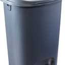 Rubbermaid Classic 13 Gallon Trash Can with Lid and Stainless-Steel Pedal, Gunmetal Blue Waste Bin for Kitchen, NEW Premium Step-On