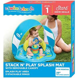 SwimSchool Infant Baby Pool Floats, Free Swimming, Super Buoyant – Ages 6-24 Months – Multiple Colors/Styles – Adjustable Canopies and Seats, Splash & Play Baby Floaties
