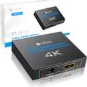 ESynic Portable 4K/30HZ HDMI Splitter Plug&Play 2 Way HDMI Splitter 1 in 2 Out [Only Mirror No Extend Mode] Support HDMI 1.4 Version With Metal Shell for HDTV PS4 Blu-ray Player Laptop Gaming Consoles
