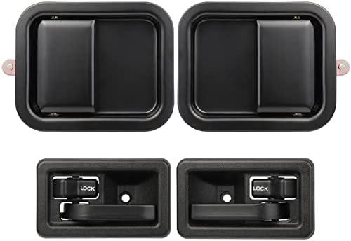 Lcyolada Exterior & Interior Door Handles Compatible with 1997-2002 Jeep Wrangler with Full Doors, Replace# 79540 79541 55176383AE 55176382AE 55176477AC 55176476AC