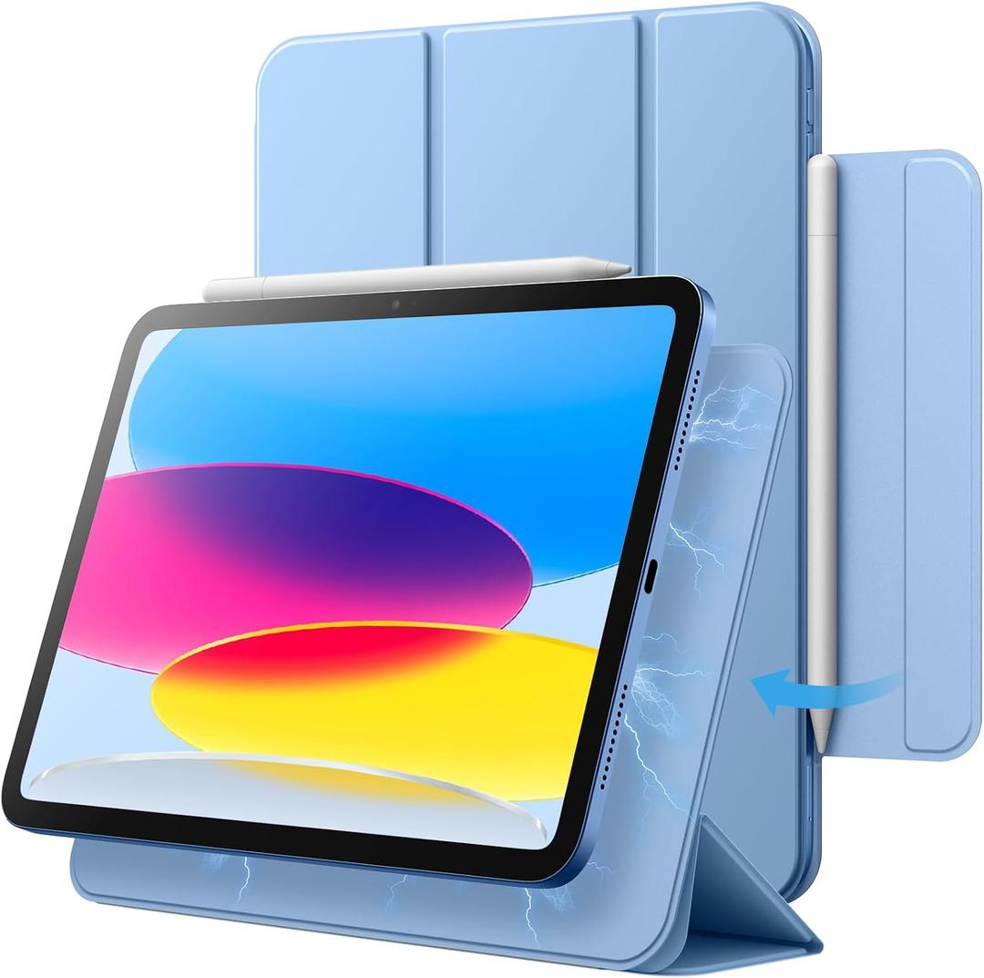 JETech Magnetic Case for iPad (A16) 11th/10th Generation (2025/2022), Magnetic Attachment, Slim Tablet Cover with Auto Wake/Sleep (Blue)