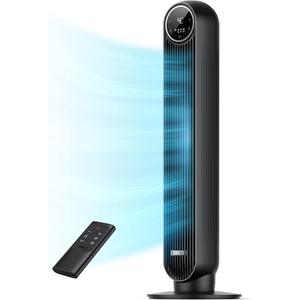 Abolee Tower Fan for Bedroom, 90° Oscillating Bladeless Standing Fan with Remote, 27ft/s High Velocity, 40 Inch, 32dB Quiet for Sleep, 3 Speeds, 4 Modes, 12H Timer, Auto Mode, Home Office Indoor black