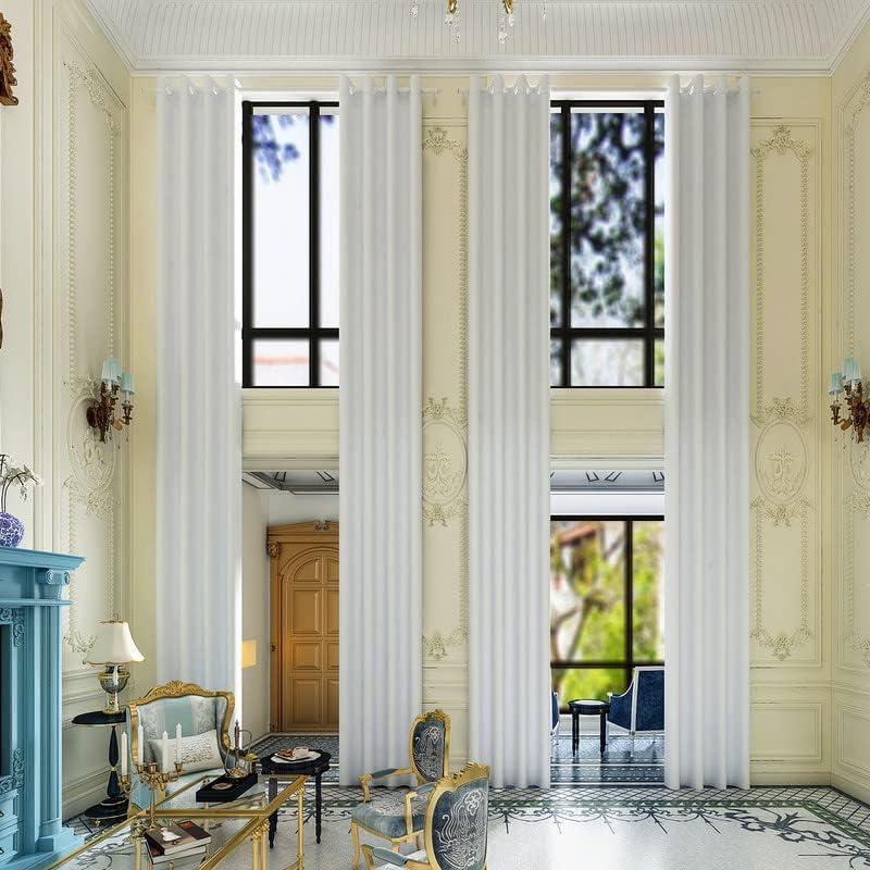 Extra Long Blackout Curtains - 2 Story High Living Room Drapes - Tall Curtains for High Ceiling or Long Window - 144 156 168 192 204 216 240 Inch 12ft-20ft Length(1 Panel,Greyish White, 52″x144″)
