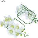 Fnize Faux Orchid Stems Real Touch Artificial Phalaenopsis Flowers Latex Petals 38 Inches 2pcs (Green White)