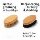 Goat Brushes for Grooming 2 Pack, Wooden Livestock Brush Set for Goats, Sheep, Calves, Horses, Dogs and Pigs, Soft Boar Bristle and Firm Nylon Body Brushes for Shedding, Face and Leg Care