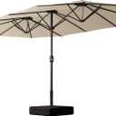 15ft Large Outdoor Patio Umbrella, Double Sided Table Umbrella with Crank, 12 Steel Ribs Market Umbrella