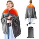 USB Heated Blanket for Keeping Warm, Cordless Wearable Throw with 3 Heat Levels, Battery Operated(No Power Bank Included) Shawl for Outdoor Use(Gray)
