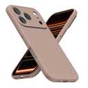 LoeoeL for iPhone 17 Pro Phone Case Silicone, Minimalist Ultra Thin Slim Soft Rubber Gel Solid Color Matte TPU Cute Case for Women Men, Girly Plain Aesthetic Design & Camera Cover, Brown Fall