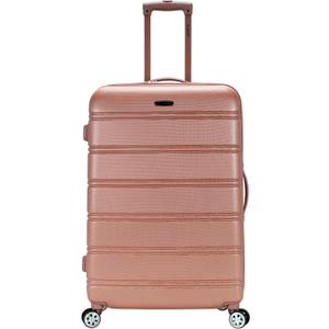 Rockland Melbourne Hardside Expandable Luggage with Spinner Wheels, Rosegold, Checked Large 28"