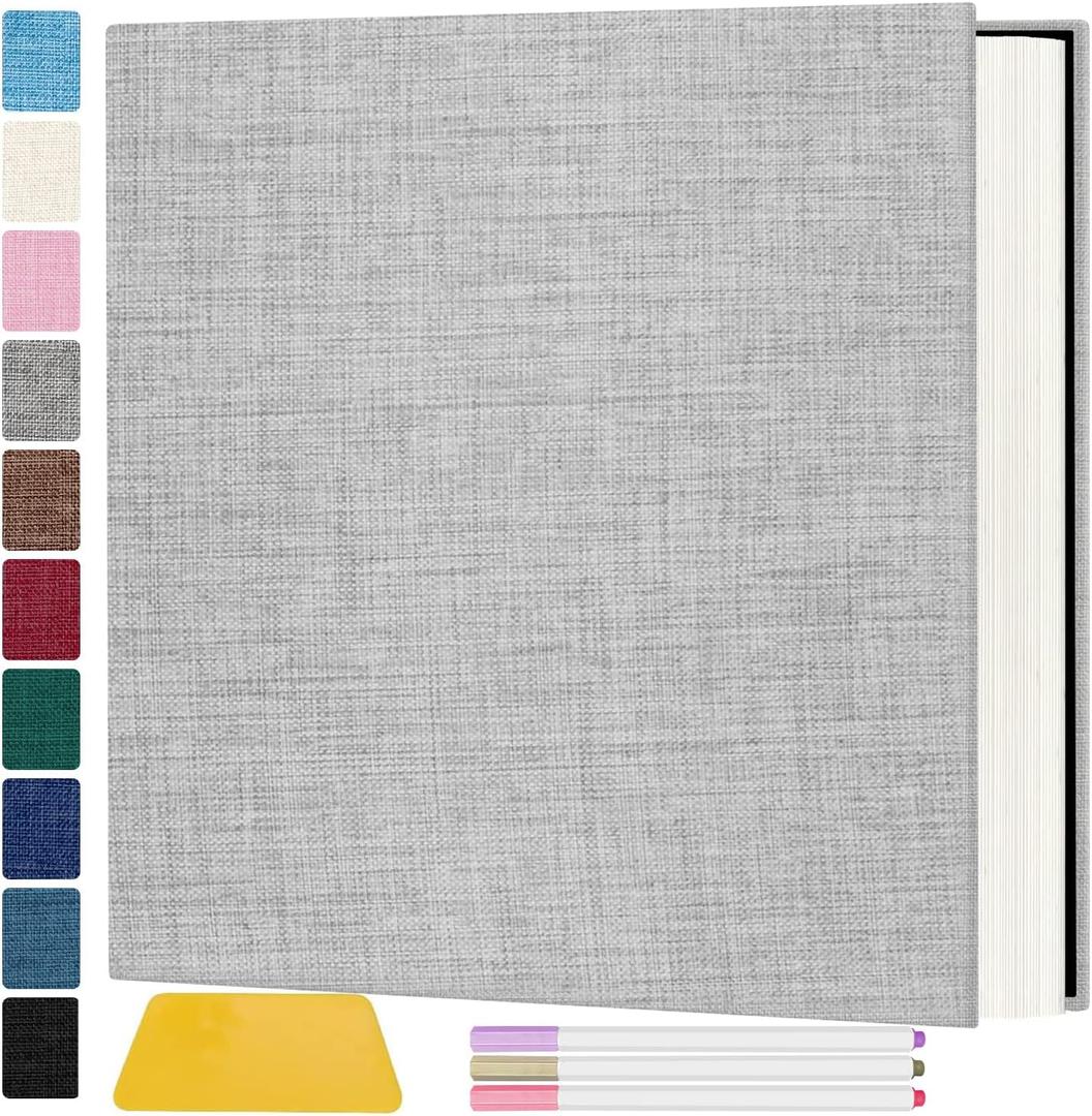 Zesthouse Photo Album Self Adhesive Pages, 60 Pages Magnetic Scrapbook Albums with Sticky Page, Photos Album Holds 8x10 & 5X7 & 4x6 & 6x8 & 3x5, Large Picture Book Ideal Gift for Family Wedding Baby (Grey)