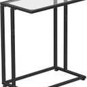 Simple Trending C Table Tempered Glass End Table, Couch Side Table, Snack Sidetable with Metal Frame, TV Tray Table for Small Space, Sofa Couch and Bed Side Table, Black