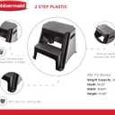 Rubbermaid 2-Step Molded Plastic Step Stool, Lightweight with Slip Resistant Treads and Non-Slip Feet, Black 