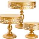 Jucoan 3 Pack Gold Metal Cake Stand Set, 8/10/12 Inch Round Cake Stand, Cupcake Display Stand, Dessert Table Display Stand for Wedding Baby Shower Birthday Christmas New Year Party Dessert Table