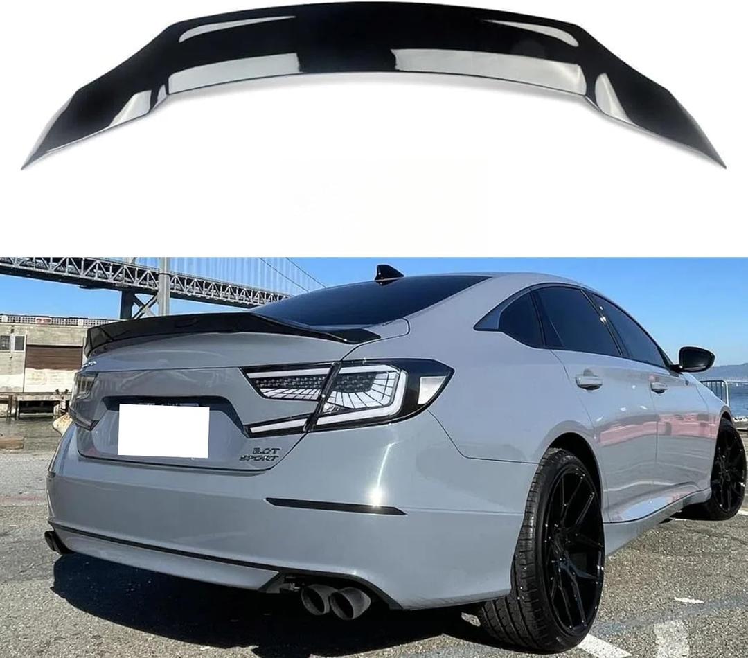 Rear Trunk Wing Spoiler Glossy Black Compatible with Honda Accord 2018-2022 R Style Duckbill Highkick Trunk Lid Spoiler Wing