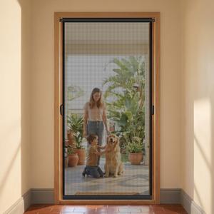Hanging Screen Door, Fits 72" x 80" Door (Curtain Size 74'' x 81''), Gray