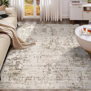 9x12 Area Rug Living Room Rugs - Washable Neutral Modern Abstract Soft Thin Large Rug Indoor Floor No Slip Rug Carpet for Bedroom Under Dining Table Home Office Decor - Dark Brown (9' x 12')