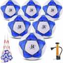 6 Pack Classic deflated Soccer Balls Size 3/4/5 with Pump and Mesh Bag for Indoor Outdoor Lawn Game Training Practice Bulk Sport Gift for Teens Adults, Size 4