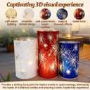 Set of 3 Celebration Hurricanes, Flameless Glass Pillars with 3D Starburst Effect, Glowing Firework Lights for Ambient Illumination, Elegant Centerpieces for Dining Table, Christmas & Party Decor