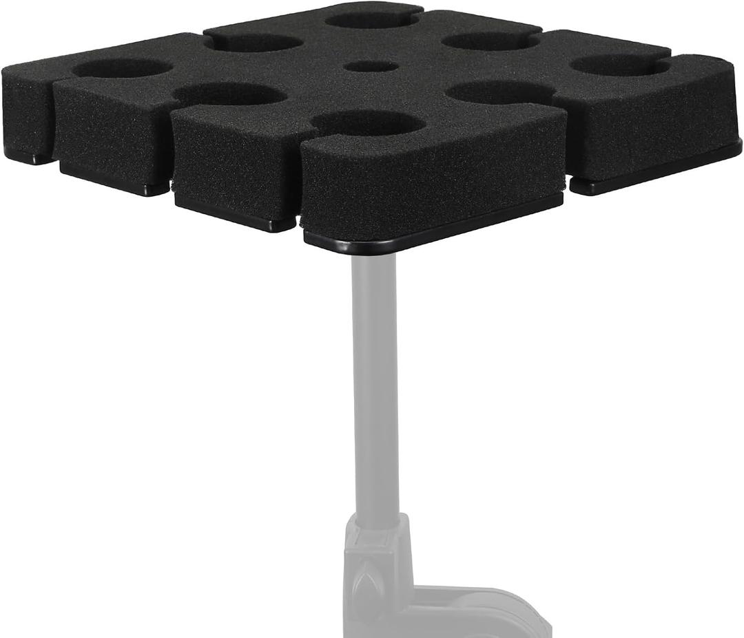 Multi Microphone Holder Holds Up to 8 Mics, with 3/8"-16 Threaded Adapter, Ideal Mics Holder for Stage Organization and Display, Aluminum, Black