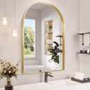 Arch Mirror, 22 x 30 Inch Gold Arch Mirror for Bathroom, Arched Wall Mirror, Aluminum Alloy Frame Gold Bathroom Vanity Mirror for Living Room Bedroom Entryway Mantel Hallways Decor