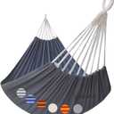 Hammock Outdoor 2 People 220x150cm Total Length 330cm Load 300kg Canvas Cotton Hammock for Garden Indoor Children Balcony Dark Gray, XXL