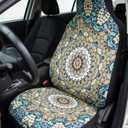 Mandala Front Car Seat Covers, Polyester Bucket Seat Protectors, Universal Fit for Most SUV Sedan and Van Seats,Boho Style