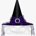 Edoneery Halloween Witch Hat for Women, Mesh Lace Fancy Dress Wizard Costume Accessory for Cosplay Parties