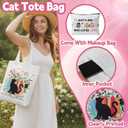 Cat Gifts for Cat Lovers Cat Office Supplies Canvas Tote Bag Spa Headband Cute Sticky Notepad Paper Clips Ballpoint Pen Cartoon Stickers Party Favor for Birthday Christmas Gifts