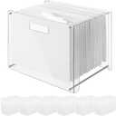 Dispowreath 24 Hanging File Folder with Acrylic Organizer for Letter/a4 Size Desktop Clear File Storage Box with Handles for Home Work Office Use(White,Classic)