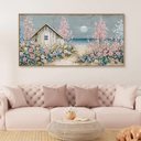 Coastal Pink Beach Canvas Art - Large 40x20 Inch Ocean Wall Decor