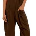 UNIANKIYA One Piece Jumpsuits for Women Casual Overalls Sleeveless Strap Rompers Travel Vacation Outfits Fall Fashion Clothes (X-Large, Brown)