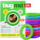BugMD 10 Pack Mosquito Bracelets, DEET-Free Bands for Adults & Kids, Natural & Waterproof Citronella Wristbands for Camping, Hiking, Beach, Travel & Outdoor Essentials