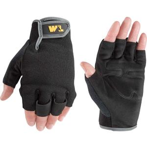 Wells Lamont Men's Fingerless Synthetic Leather Palm Work Gloves, Large (847L) (Large (Pack of 1))