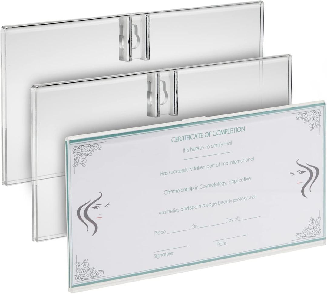 Stockroom Plus Clear Acrylic Business License Frame Holder for Cosmetology and Documents - 3 Pack Document Holder