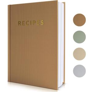 ZICOTO Aesthetic Blank Recipe Book with Waterproof Cover - The Perfect Recipe Notebook To Write In Your Own Recipes - Beautiful Blank Cookbook to Organize Your Recipes (Camel)