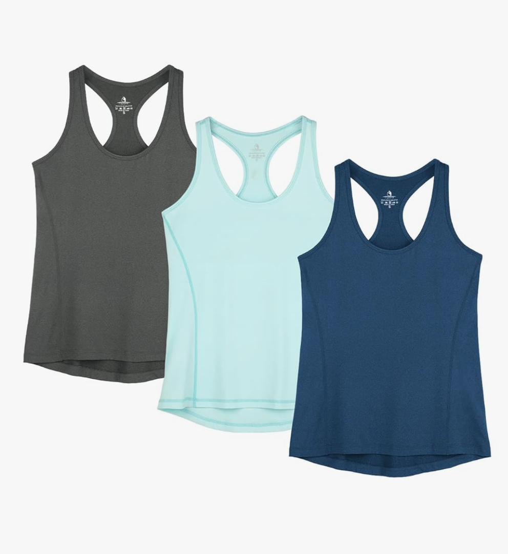 icyzone Women's Racerback Workout Athletic Running Tank Tops (Pack of 3), Small