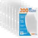 Better Office Products 200 Count Mini Poly Sheet Protectors, Standard Weight, Diamond Clear, 5.5" x 8.5", 200 Pack