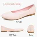 Women's Ballet Flats Shoes Comfortable PU Leather Dress Slip on Shoes Teacher Business Casual (Pink, M)