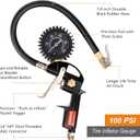 18 Pieces Air Compressor Accessories kit, 1/4 inch x 25 ft Recoil Poly Air Compressor Hose Kit, 1/4" NPT Quick Connect Air Fittings, 100 PSI Tire Inflator Gauge, Heavy Duty Blow Gun